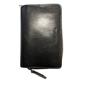 Ghirardi Black‎ Leather Zip Around Accordion Wallet Organizer